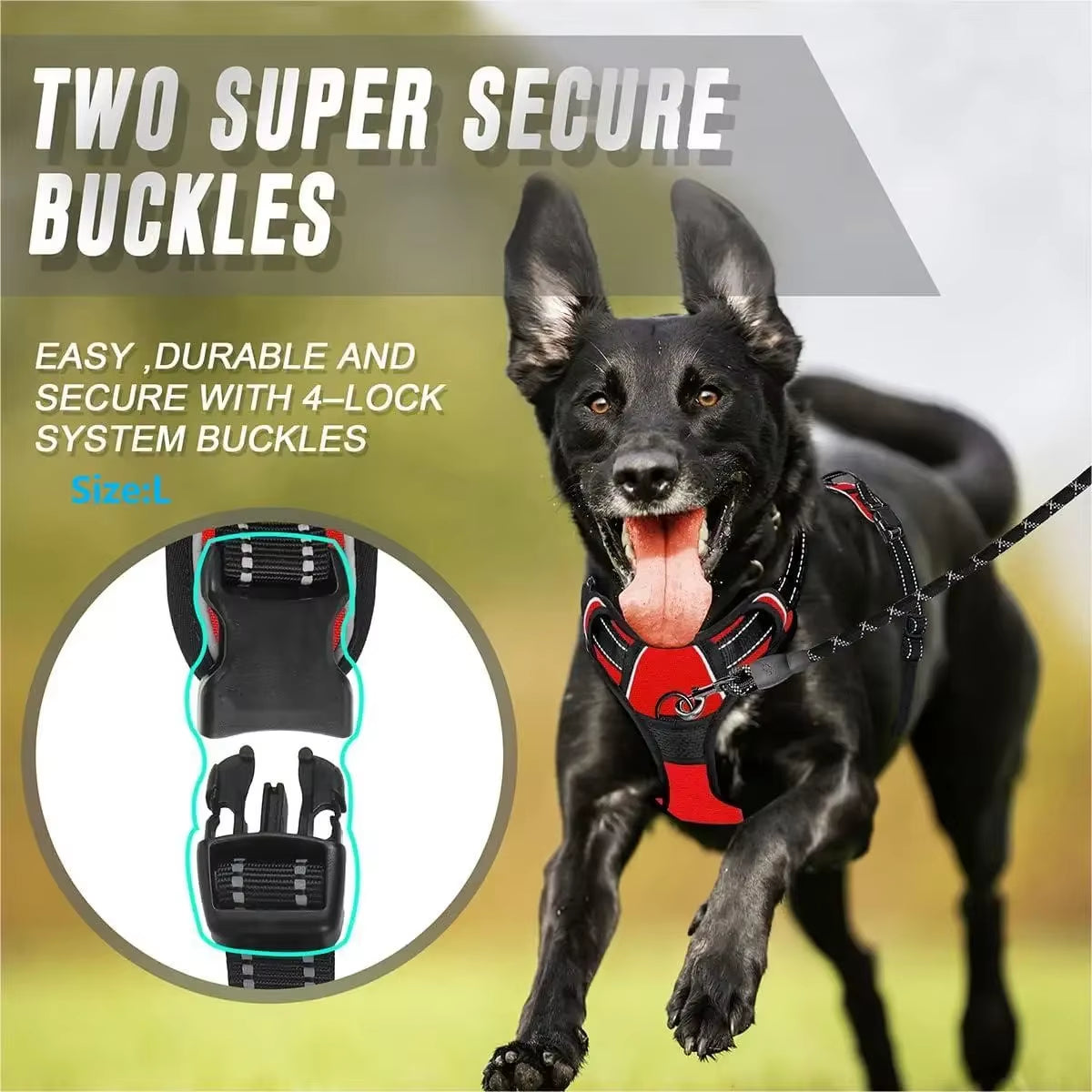 No Pull Dog Harness Front Clip Heavy Duty Reflective Easy Control Handle for Large Dog Walking