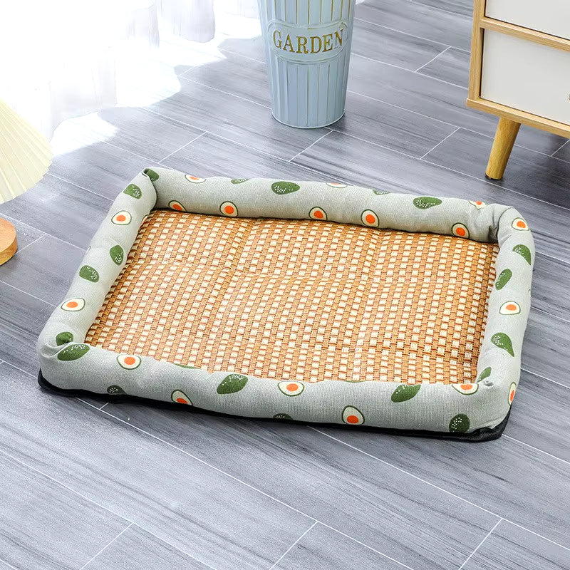 Pet Beds Sleeping Mat Dog Beds Rattan Woven Cat Sofa Bed Pet Cooling Mat for Cats Small Medium Dogs Beds Kitten Puppy Cushion